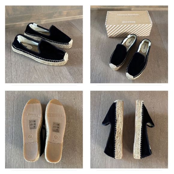 Soludos Velvet Platform Smoking Espadrille Slipper Loafers - Picture 16 of 17